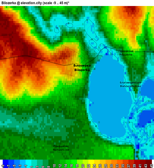 Bilozerka elevation map