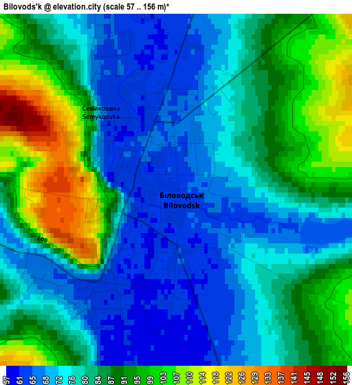 Bilovods'k elevation map