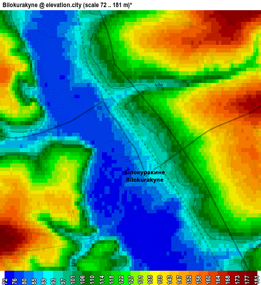 Bilokurakyne elevation map