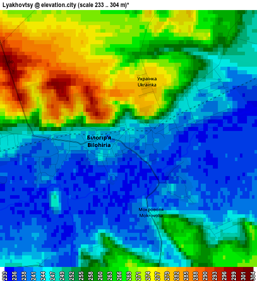 Lyakhovtsy elevation map