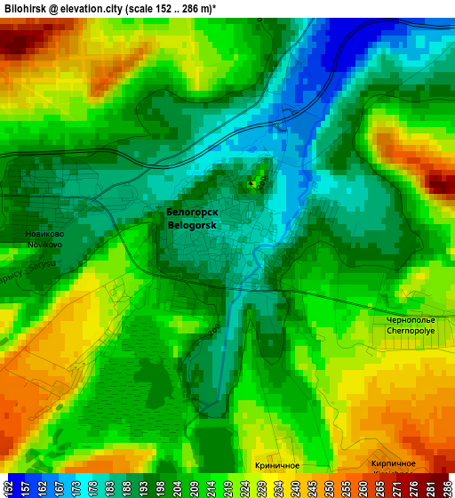 Bilohirsk elevation map