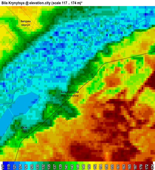 Bila Krynytsya elevation map