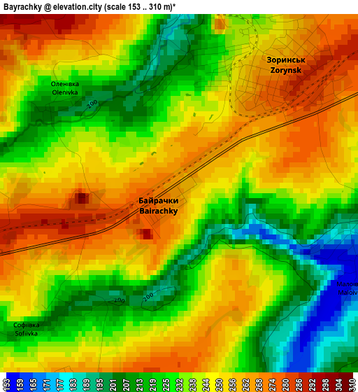 Bayrachky elevation map