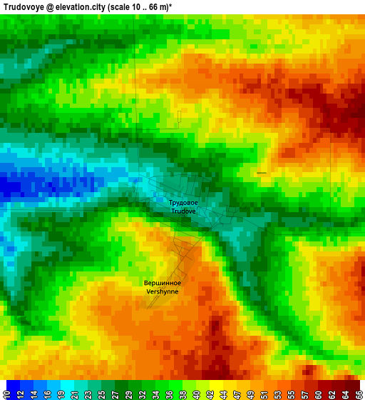 Trudovoye elevation map