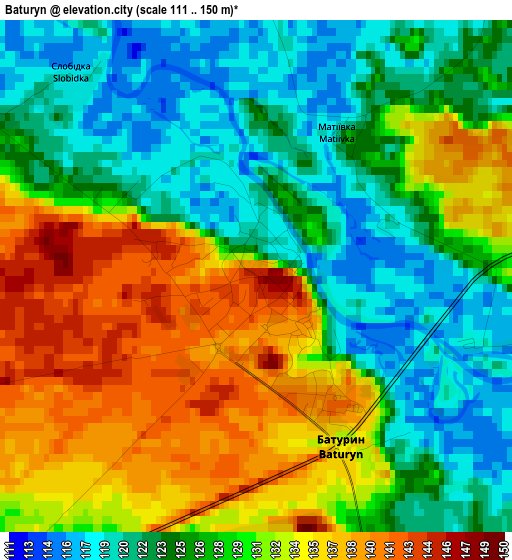 Baturyn elevation map