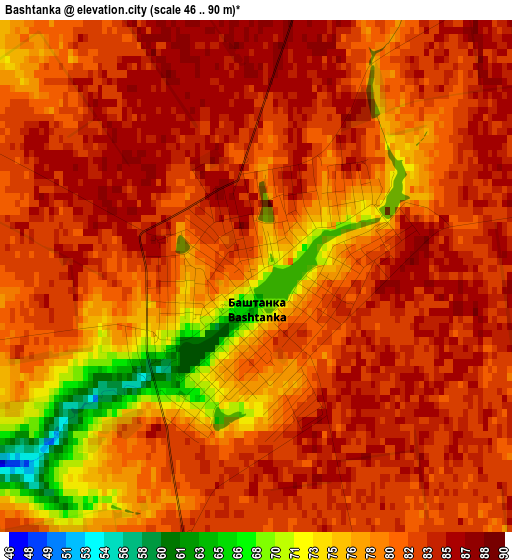 Bashtanka elevation map