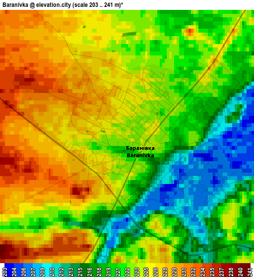 Baranivka elevation map