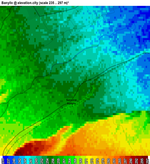 Banyliv elevation map