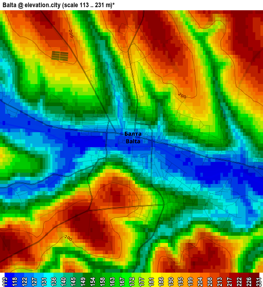 Balta elevation map