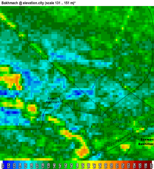 Bakhmach elevation map