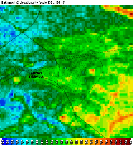 Bakhmach elevation map