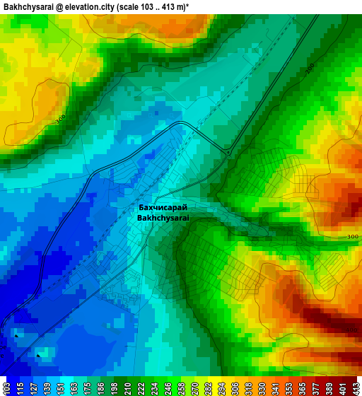 Bakhchysarai elevation map