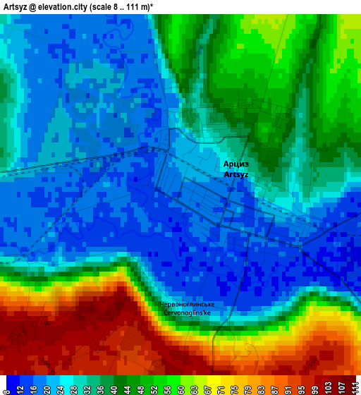 Artsyz elevation map