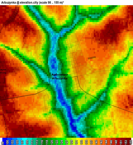 Arbuzynka elevation map