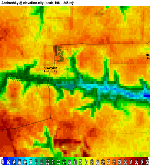 Andrushky elevation map