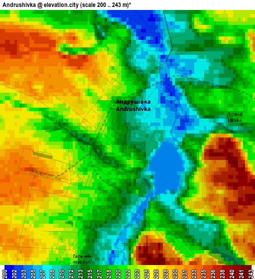 Andrushivka elevation map