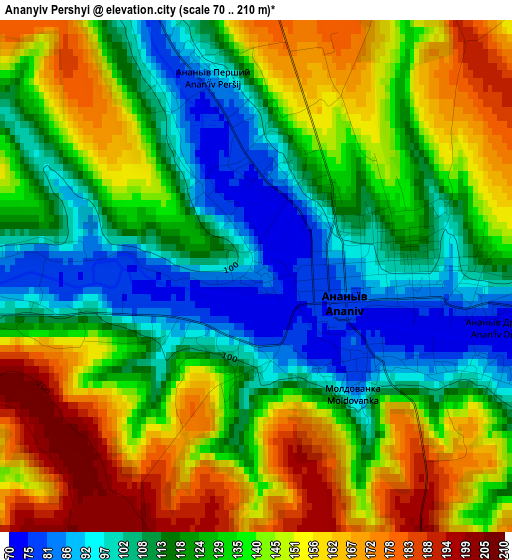 Ananyiv Pershyi elevation map