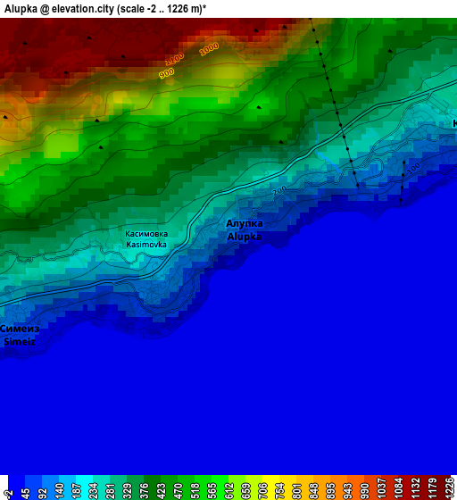 Alupka elevation map