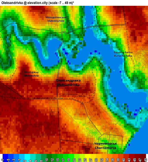 Oleksandrivka elevation map