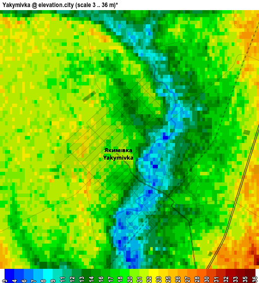 Yakymivka elevation map