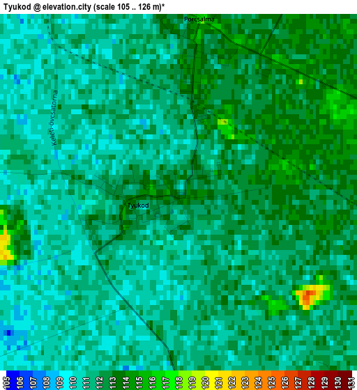 Tyukod elevation map