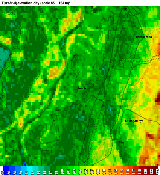 Tuzsér elevation map