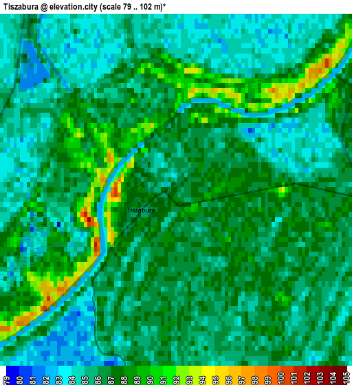 Tiszabura elevation map