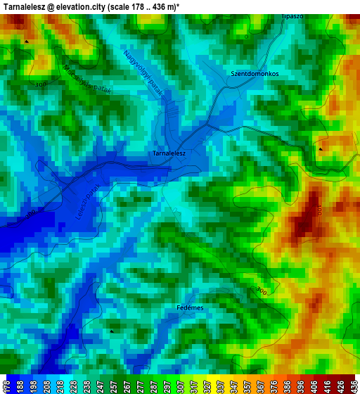 Tarnalelesz elevation map