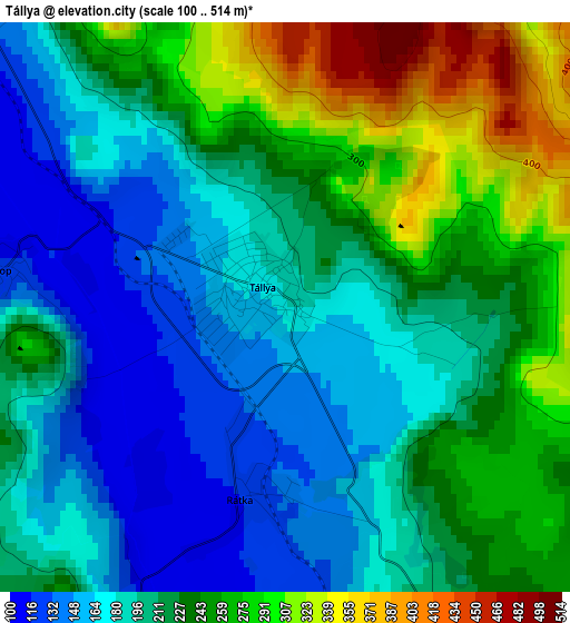 Tállya elevation map