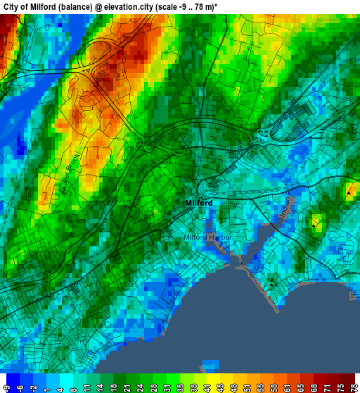 City of Milford (balance) elevation map