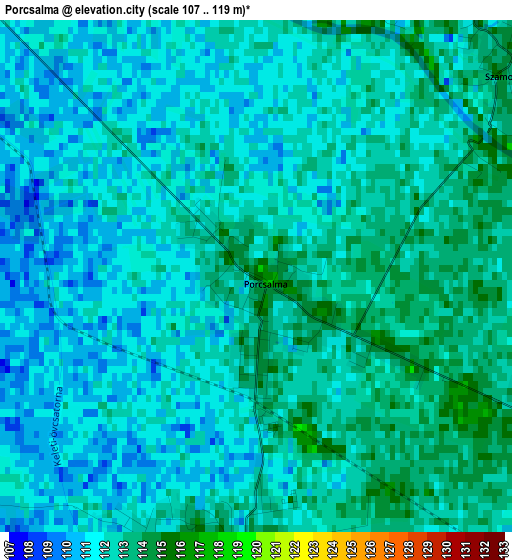 Porcsalma elevation map