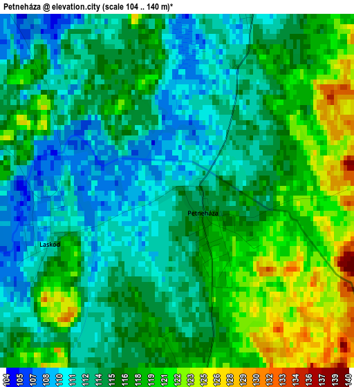 Petneháza elevation map