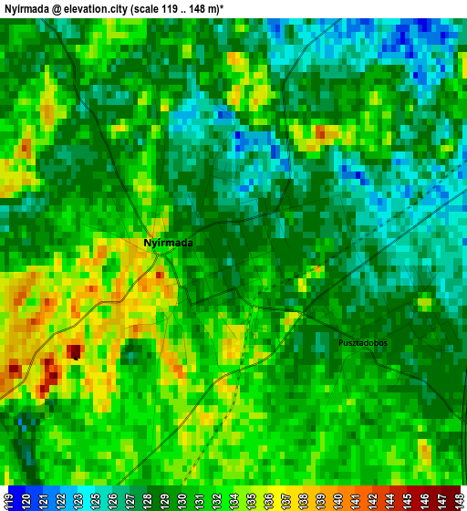 Nyírmada elevation map