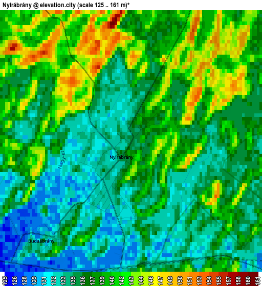 Nyírábrány elevation map