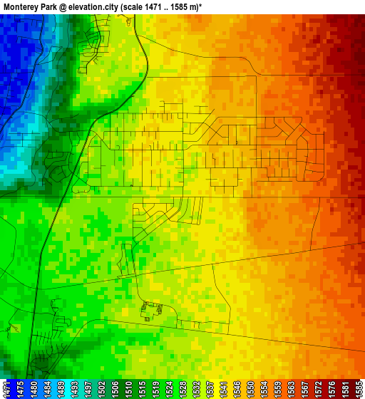 Monterey Park elevation map