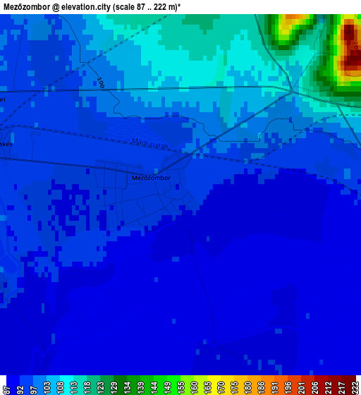 Mezőzombor elevation map