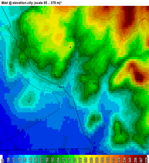 Mád elevation map