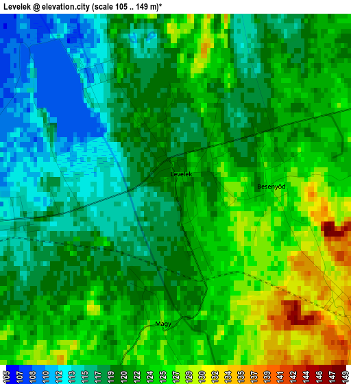 Levelek elevation map