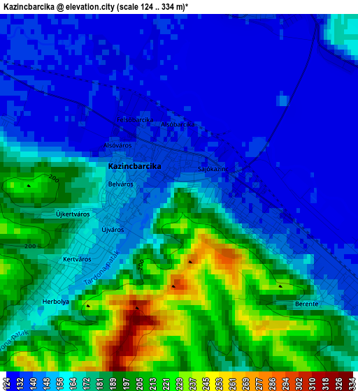 Kazincbarcika elevation map