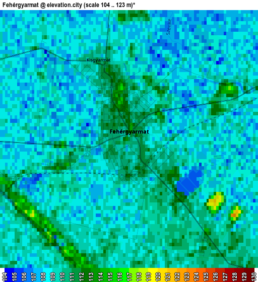 Fehérgyarmat elevation map