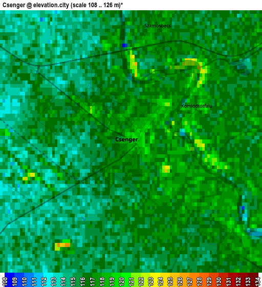 Csenger elevation map