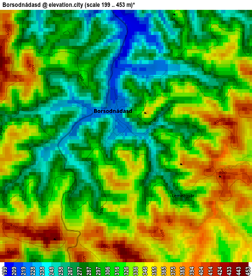 Borsodnádasd elevation map