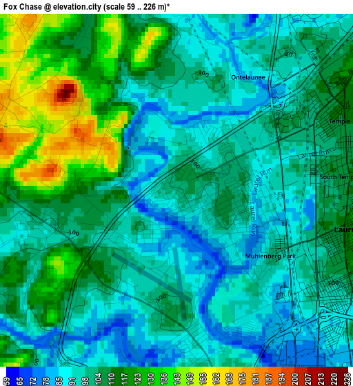 Fox Chase elevation map