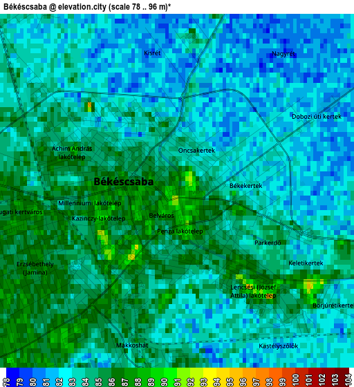 Békéscsaba elevation map