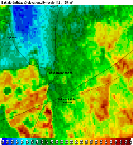 Baktalórántháza elevation map