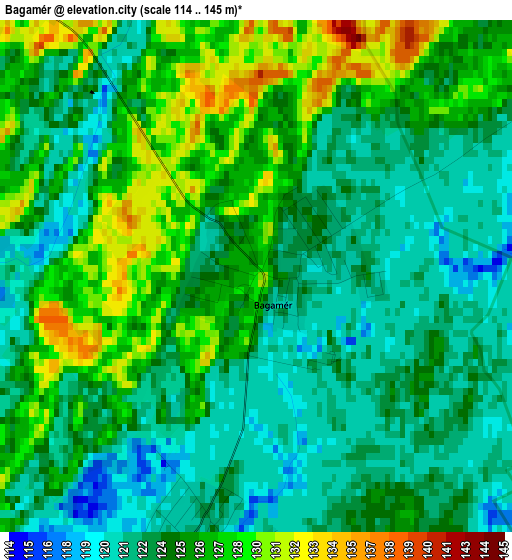 Bagamér elevation map