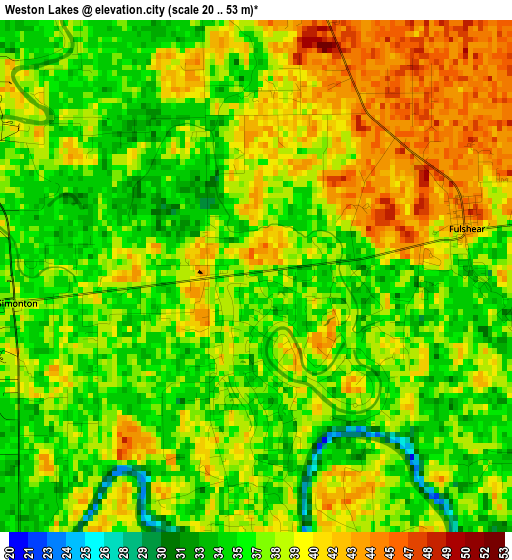 Weston Lakes elevation map