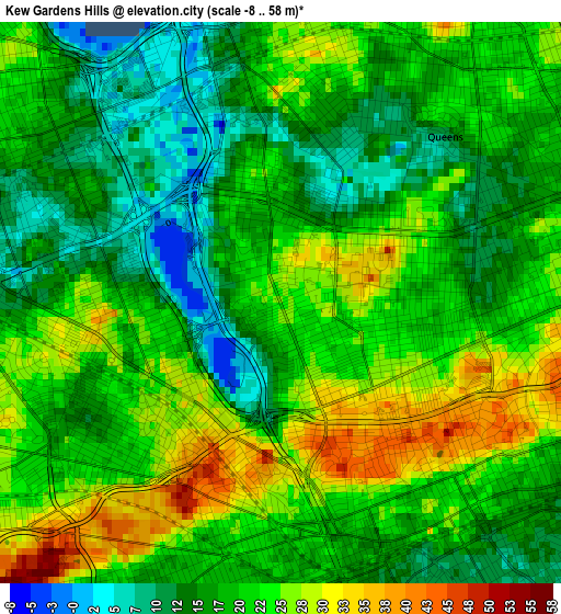 Kew Gardens Hills elevation map