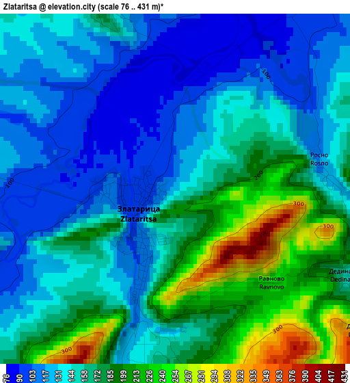 Zlataritsa elevation map