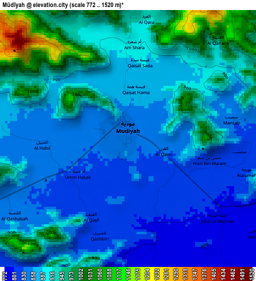 Mūdīyah elevation map